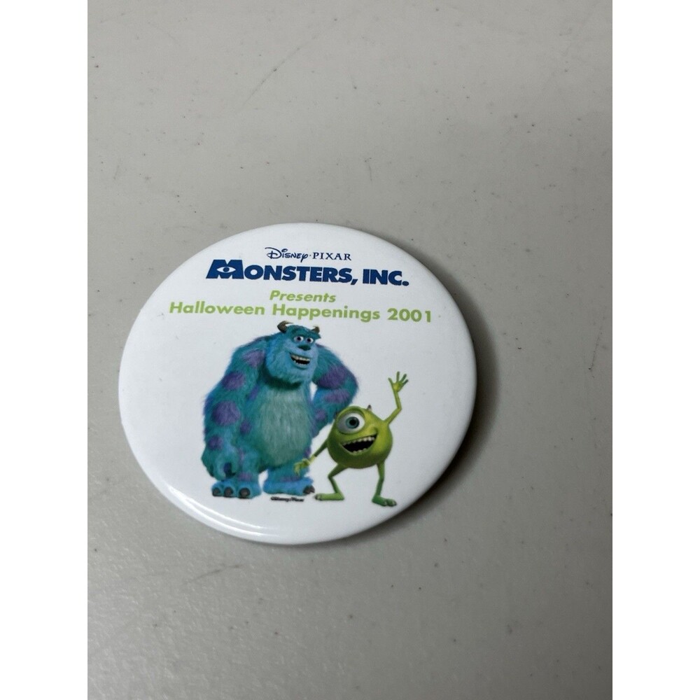 Disney Pin Button Pixar Monsters Inc Presents Halloween Happenings 2001